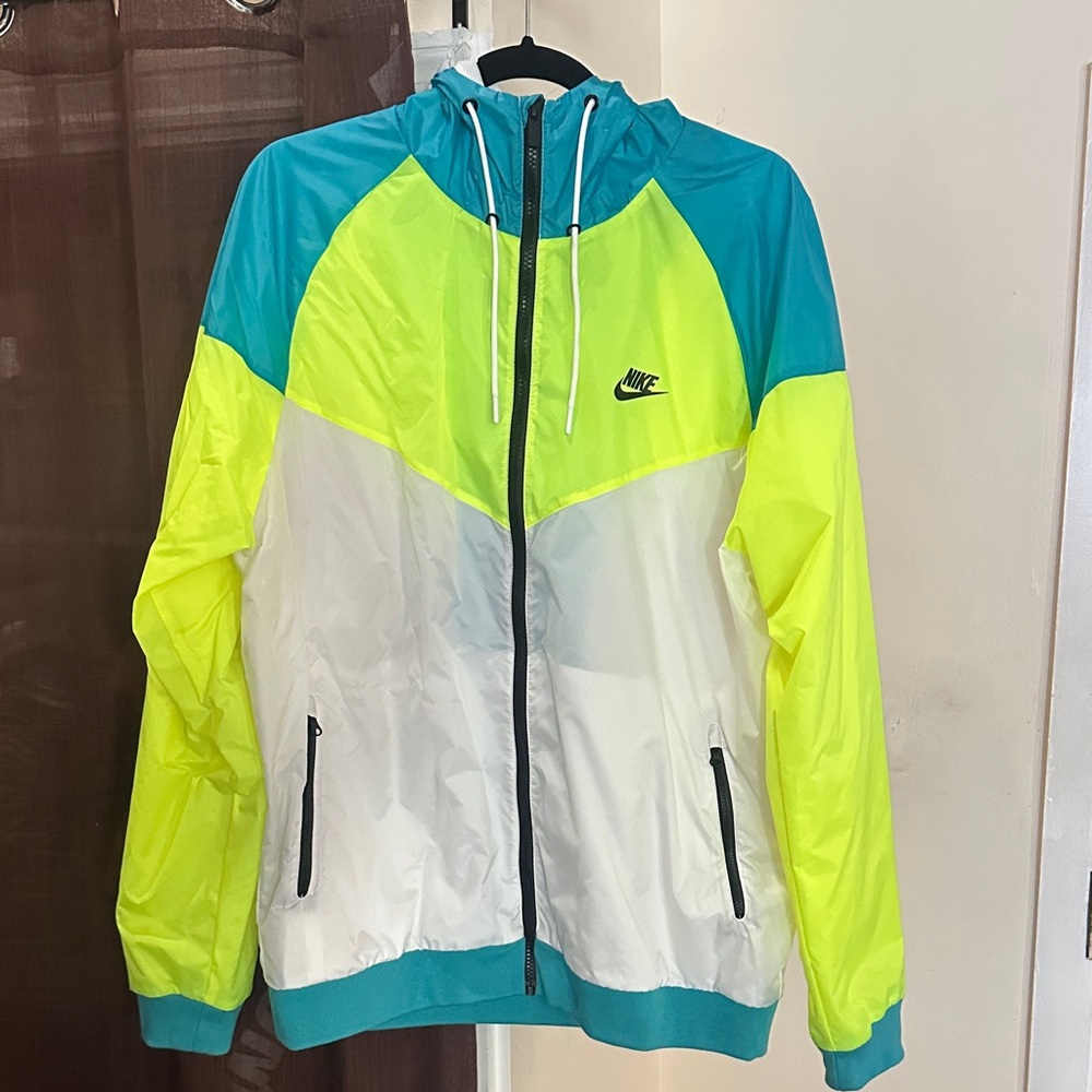 Nike Teal and Neon Yellow Windbreaker